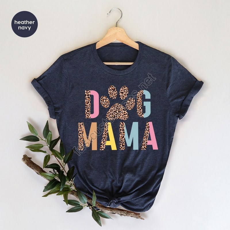 Dog Mama Leopard Print Crewneck Sweatshirt Aesthetic Dog Mom Paw Graphic Shirts Gifts For Dog Mom Retro Dog Mom Sweatshirt Gifts