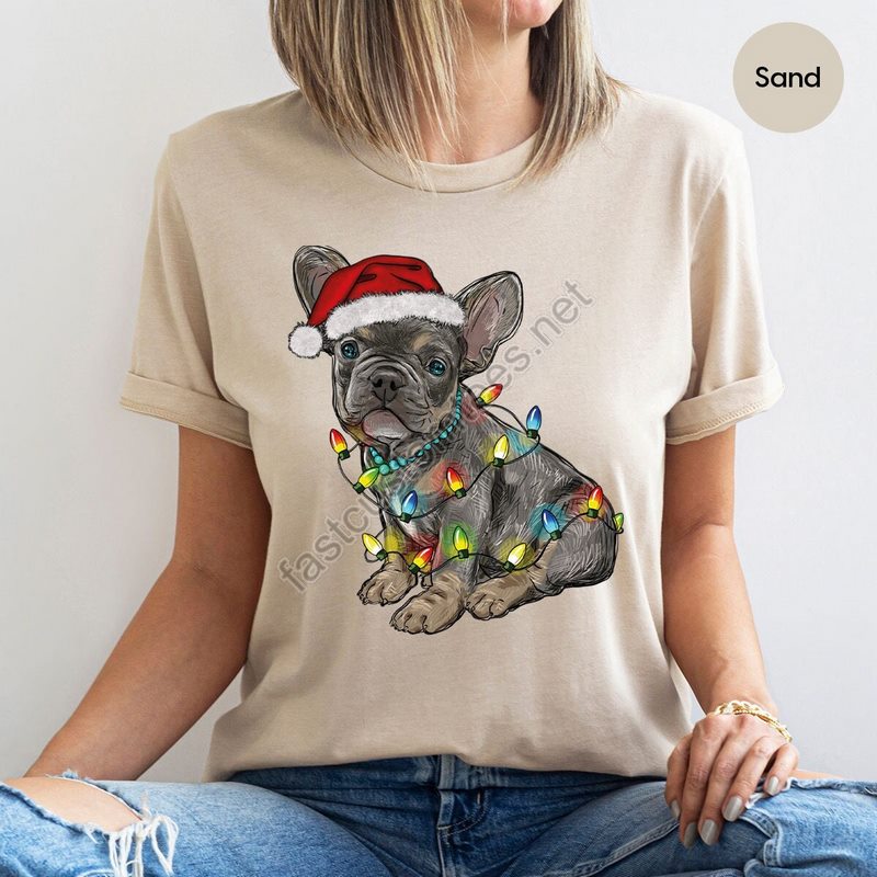 French Bulldog Christmas Dog Mom Sweatshirts Holiday Xmas Party Dog Graphic Tees For Dog Owner Christmas French Bulldog Gifts For Dog Dad