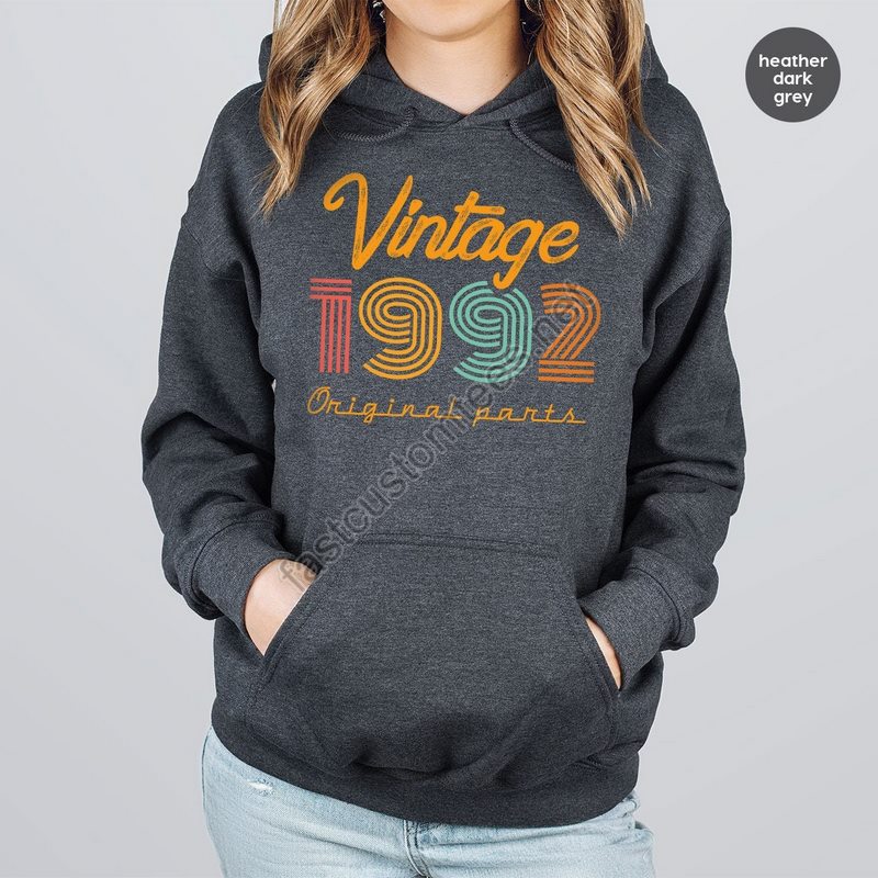 32th Birthday Hoodie Vintage 1992 Sweatshirt 32th Birthday Gift For Women 32h Birthday Shirt Men Retro Long Sleeve Shirt Vintage Shirt