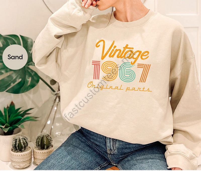 57th Birthday Sweatshirt Vintage 1967 Hoodie Vintage Long Sleeve 57th Birthday Gift For Women 57th Birthday Shirt Men Retro Sweatshirt