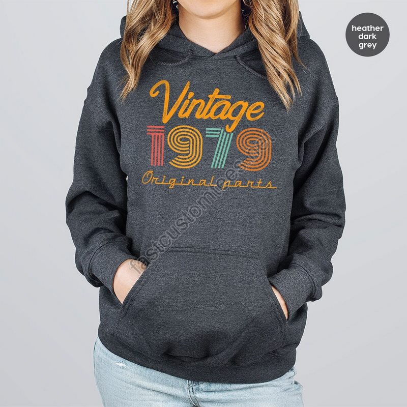 45rd Birthday Hoodie Vintage 1979 Sweatshirt 45rd Birthday Gift For Women 45rd Birthday Shirt Men Retro Long Sleeve Shirt Vintage Shirt