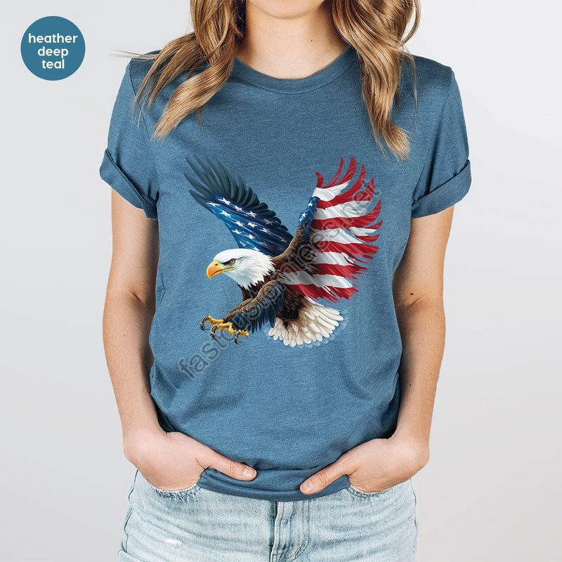 4th Of July Shirt Patriotic T-shirt Usa Flag Tees American Sweatshirt Eagle Graphic Tees Gift For Him Patriotic Gifts Freedom Tshirt