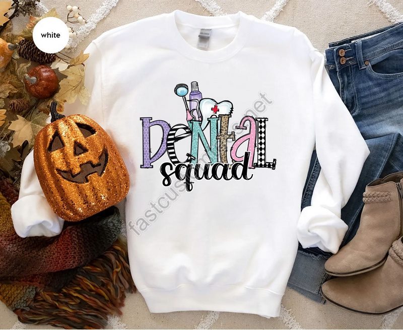 Dental Hoodies And Sweaters Dental Squad Crewneck Sweatshirts Dental Assistant Long Sleeve Shirts Dentist Hooded Dental Hygienist Gifts