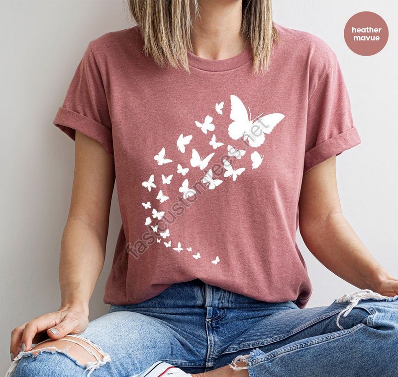 Butterfly Shirt Shirts For Women Butterfly Crewneck Sweatshirt Minimalist Shirts Gift For Her Animal Graphic Tees Mothers Day Gift