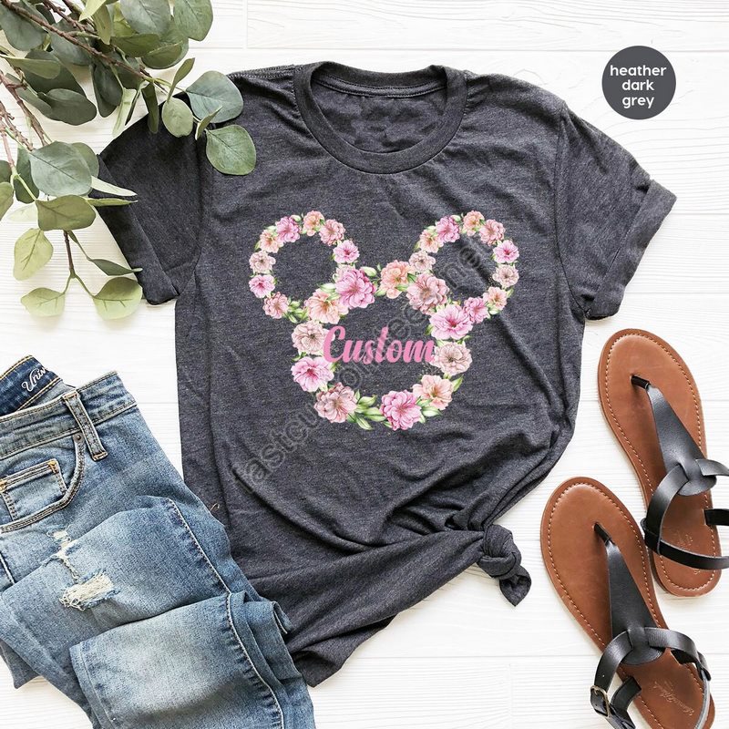 Custom Shirts Personalized Gifts Floral Gifts For Her Graphic Tees Cute Shirts For Women Kids Shirts Toddler Girl Tshirts Vneck Shirt