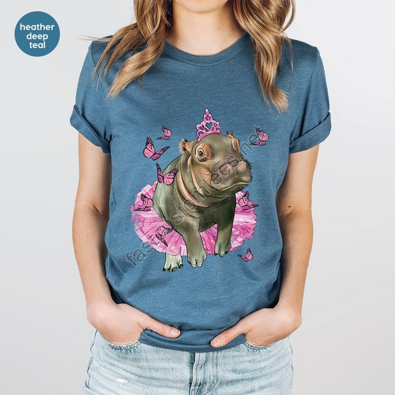 Cute Hippo Graphic Tees Kids Shirt Hippo Shirt Animal T-shirt Hippo Gift Hippopotamus Vneck Shirt Hippo Shirt For Women Gift For Her