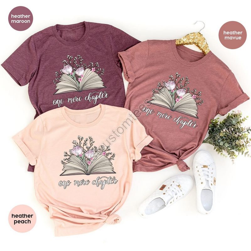 Reading Shirt Flower Vneck Shirt Book Shirt Floral T-shirt Librarian Graphic Tees Book Gifts Shirt For Women Gift For Her