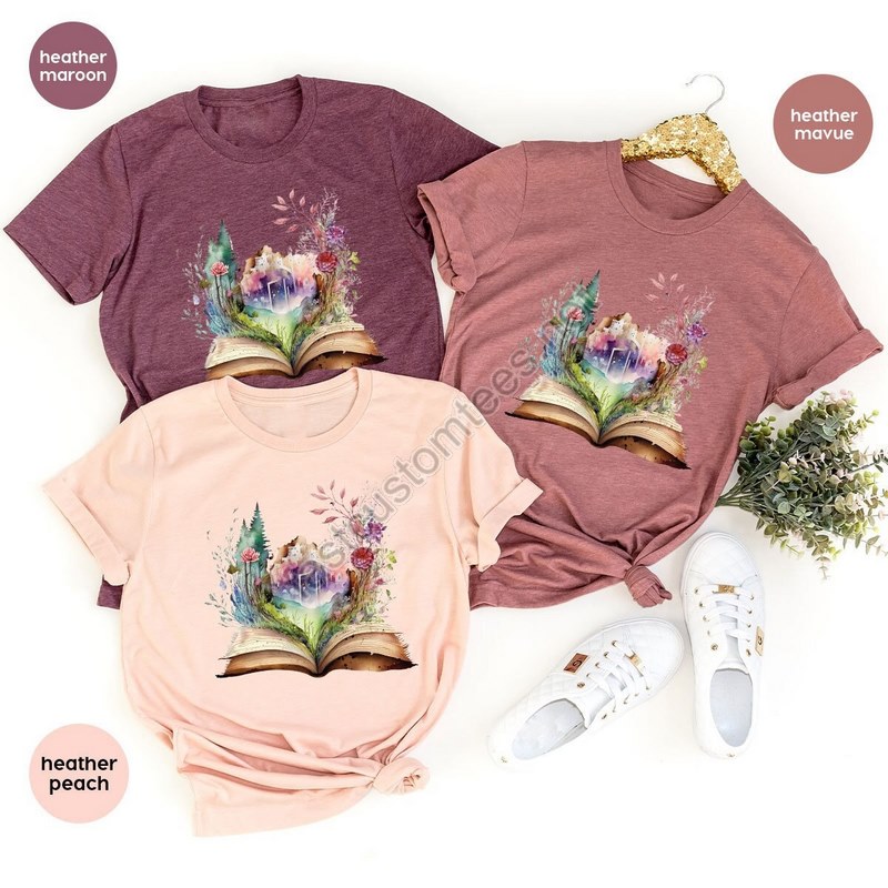 Floral Book Shirt Reading Shirts Librarian Gifts Aesthetic Graphic Tees Shirts For Women Gifts For Readers Library Clothing For Youth