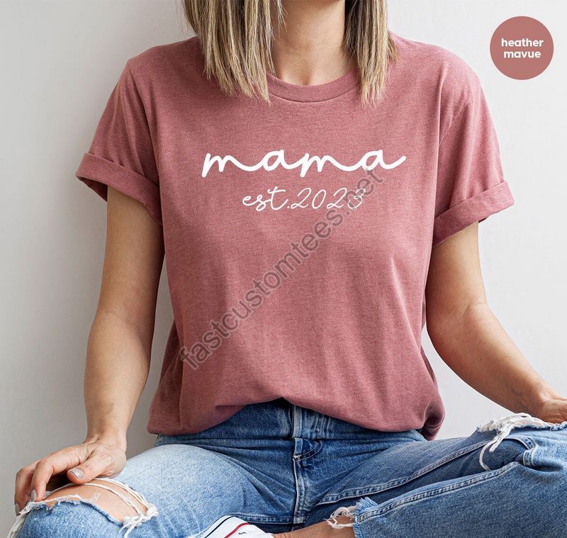 Personalized Mama Shirt Custom Mom Gifts First Mothers Day Gift Customizable Mommy Outfit Mothers Day Shirt New Mom Gift Baby Reveal