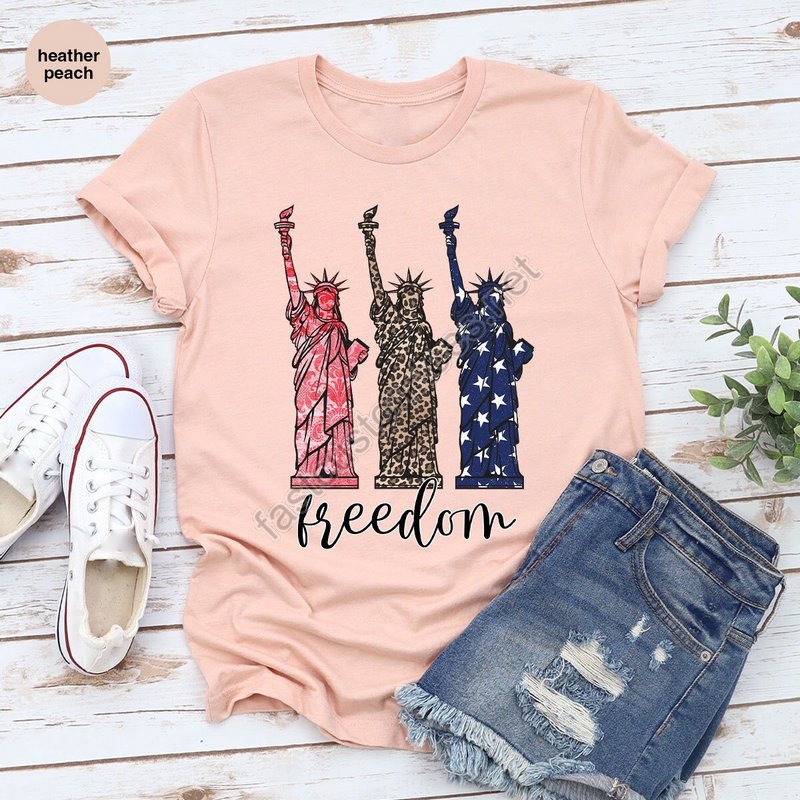 4th Of July Shirt Freedom Tshirt Patriotic T Shirt Usa Flag Tees American Vneck Shirts Statue Of Liberty Graphic Tees Patriotic Gifts