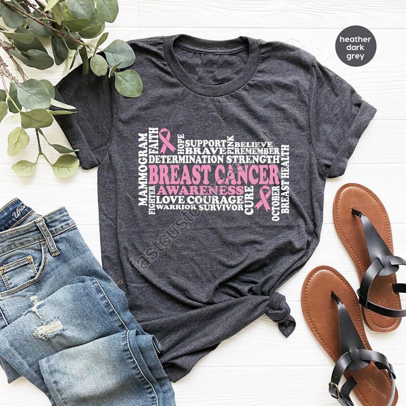 Breast Cancer Awareness Shirt Cancer Survivor Gift Breast Cancer Gifts Family Support T-shirts October Tshirt Cancer Warrior Outfit