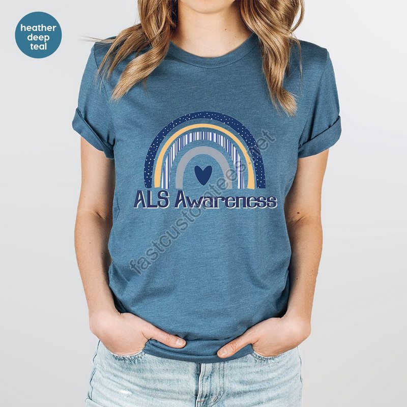 Als Support T-shirt Als Awareness Month Outfit Als Warrior Tee Amyotrophic Lateral Sclerosis Als Survivor Gift Als Rainbow Graphic Tees