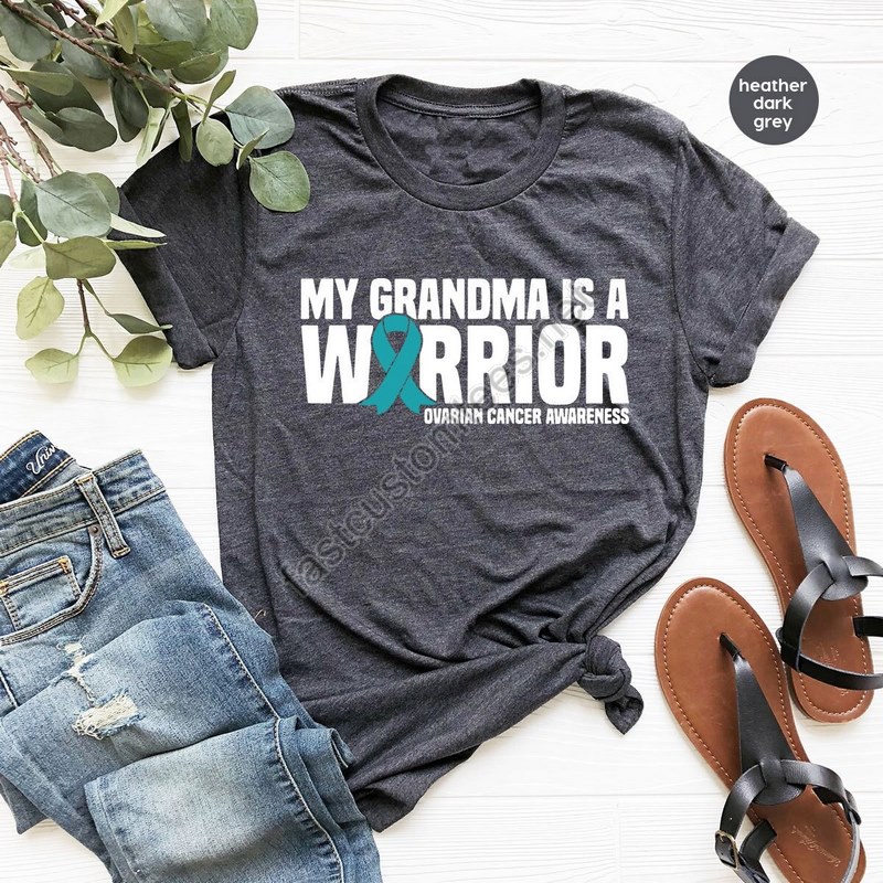 Ovarian Cancer Shirt Gifts For Grandma Cancer Survivor Gift Support Oufit Ovarian Cancer Awareness Grandma Shirt Fighter T-shirt