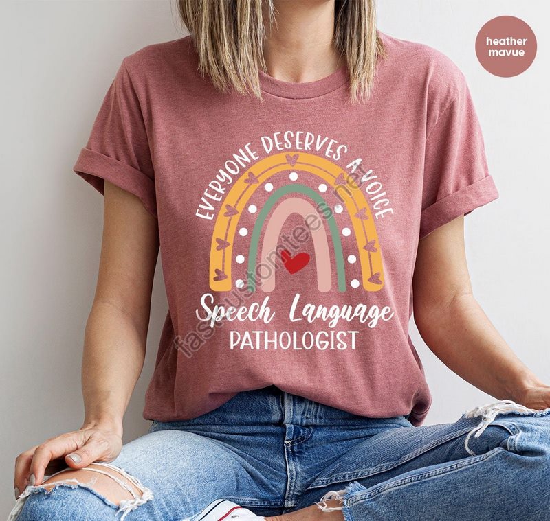 Speech Language Pathologist Gift Speech Therapist T-shirts Speech Therapy Vneck Tshirt Speech Language Pathology Rainbow Graphic Tees