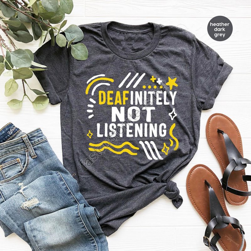 Asl Gifts Deaf Awareness Shirt Asl Graphic Tees Deaf Community Asl Interpreter Outfit Women Vneck Tshirt Gift For Him Birthday Gift