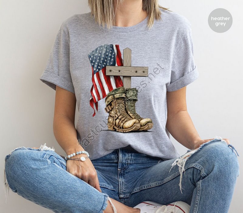 Memorial Day Shirt American Flag Shirt Independence Day Shirt Patriotic Outfit Christian Shirts Soldier Shirt Usa Boots Graphic Tees