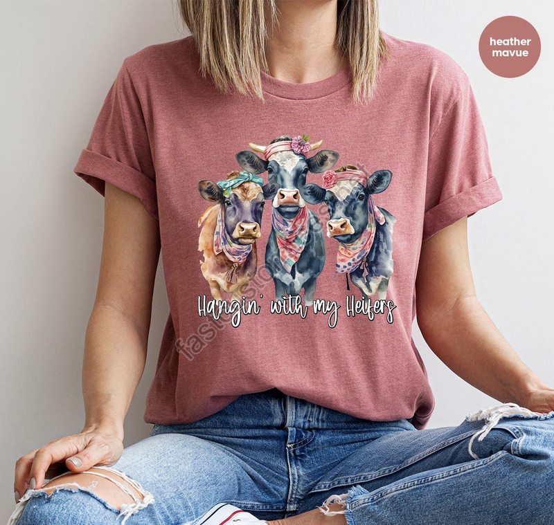 Floral Cow Shirt Funny Cows Graphic Tees Cool Flower Tshirt Farm Vneck Shirt Shirts For Women Cute Toddler T-shirts Groovy Clothing