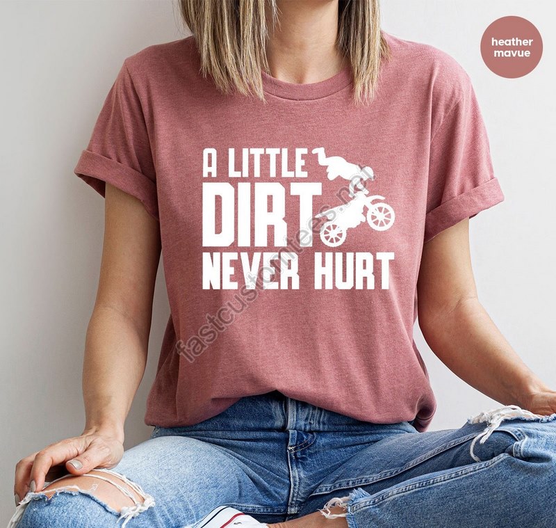 Dirt Bike T-shirt Motocross Shirts Motorcycle Graphic Tees Racing Clothing Toddler Boy Tshirt Gifts For Him A Little Dirt Never Hurt