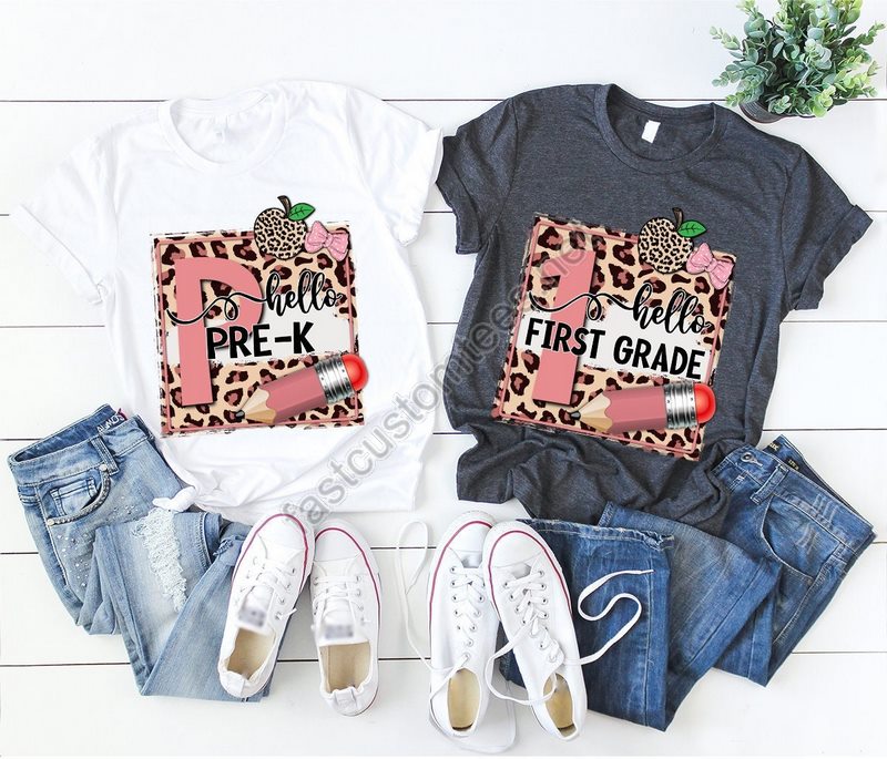 Cute Student Toddler Shirt First Day Of School Clothing Hello First Grade Graphic Tees Kindergarten Youth T-shirt Gifts For Kids