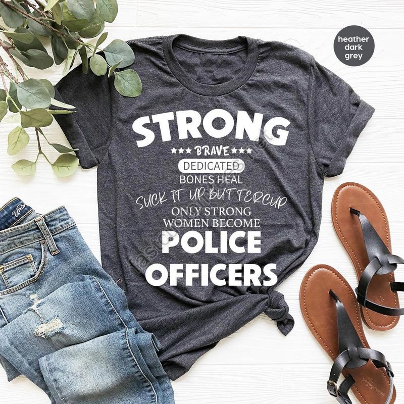 Funny Police Officer Shirt Police Officer Wife Gifts Female Police Vneck Shirt Police Academy Graduation Gifts Graphic Tees For Women