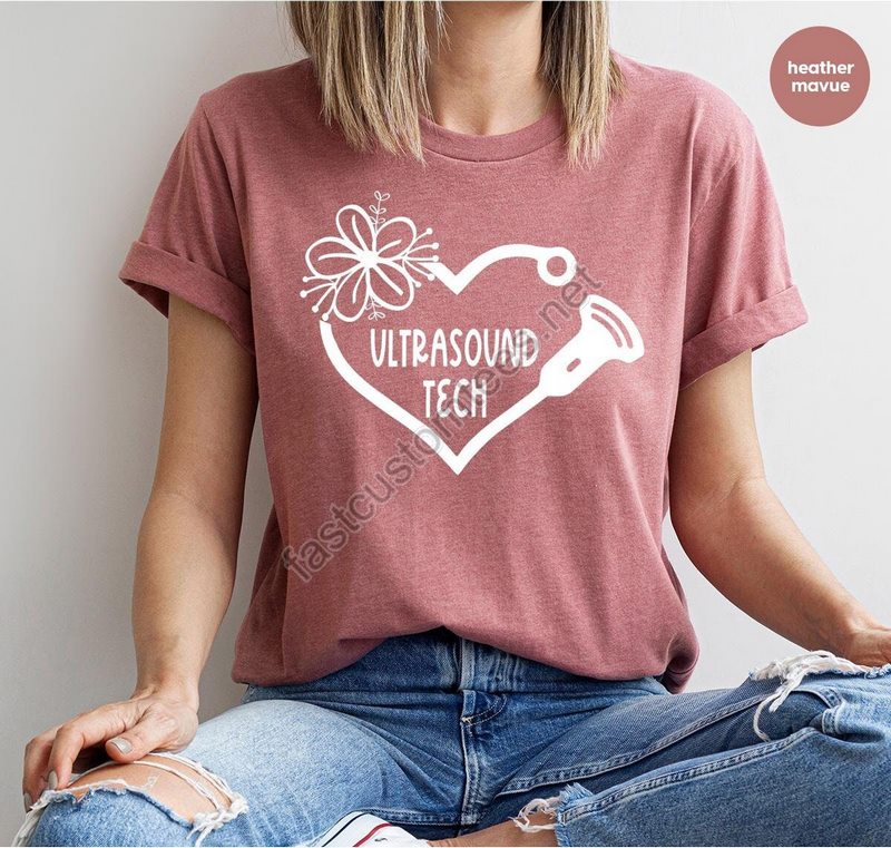 Floral Ultrasound Tech Shirt Ultrasound Technician Gifts Sonographer Womens Clothing Coworker Graphic Tees Ultrasound Graduation Gifts