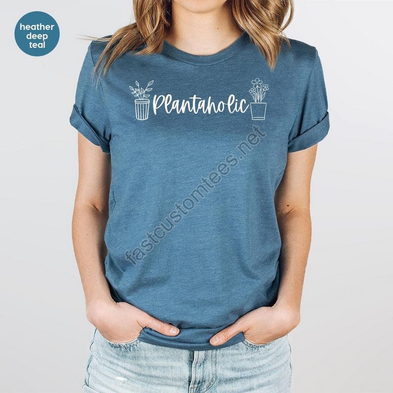 Plantaholic Shirt Plant Tshirt Funny Gardening T-shirt Botanical Tshirt Cute Gardener Gifts Girls Vneck Shirts Gift For Friends