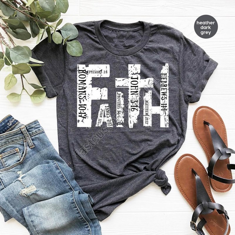 Christian Shirt Bible Verse T-shirt Religious Outfit Retro Faith T Shirt Christian Cross Graphic Tees Genderneutral Adult Tshirts