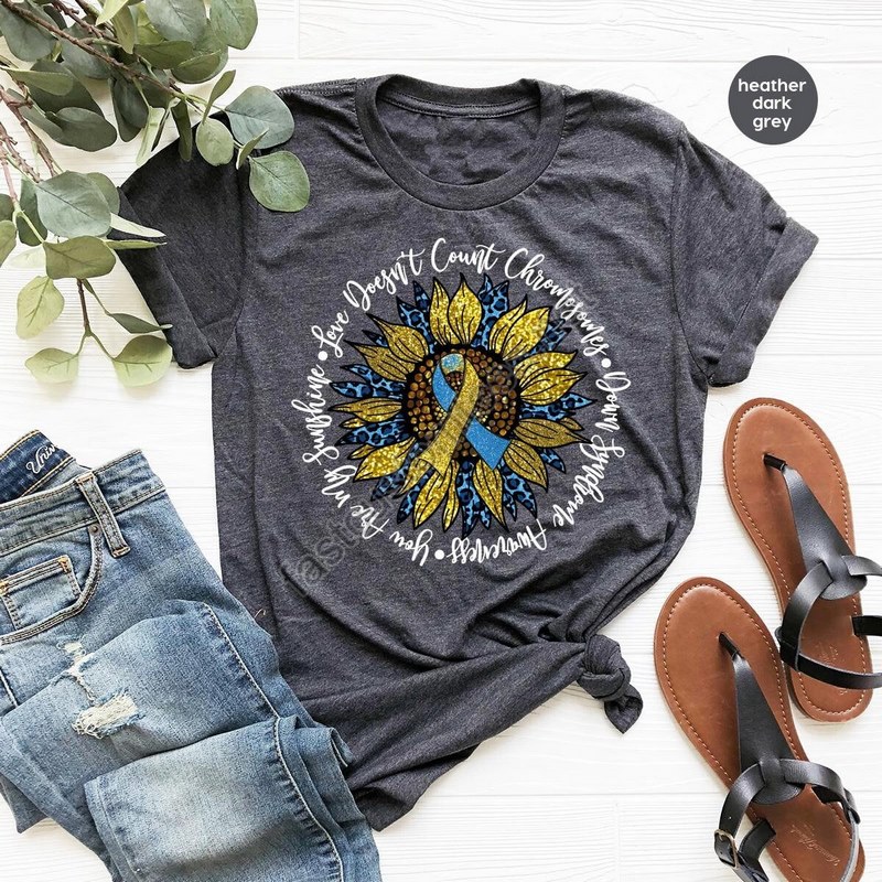 Down Syndrome T-shirt Down Syndrome Mom Gifts Down Syndrome Awareness Month Sunflower Graphic Tees Extra Chromosome Outfit T21 Shirt