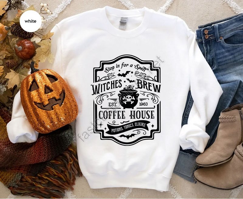 Halloween Long Sleeve Shirt Witchy Gifts Spooky Season Hoodies Spell Crewneck Sweatshirt Hoodies For Women Witch's Brew Graphic Tees