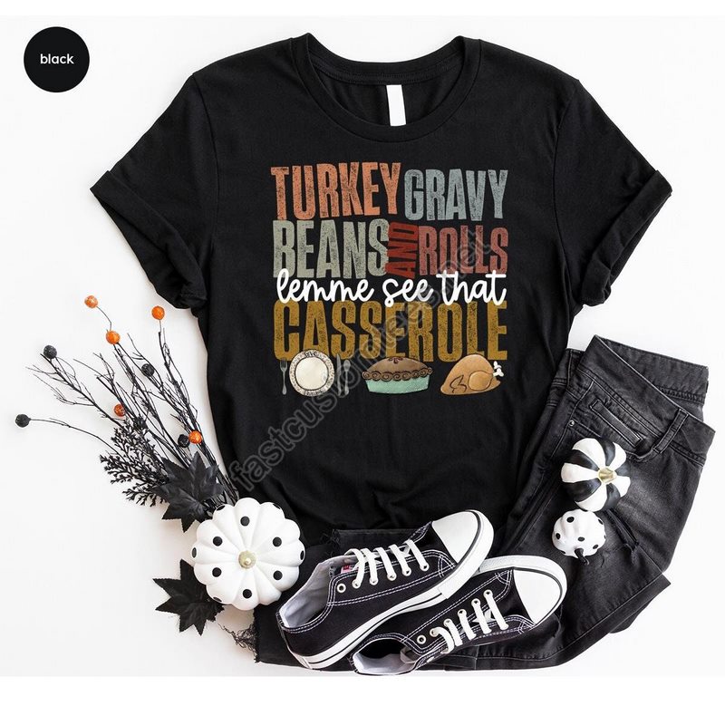 Thanksgiving Gifts Turkey T-shirt Fall Season Clothes Thankful T Shirt Dinner Tees Foods Crewneck Sweatshirt Matching Family Shirts