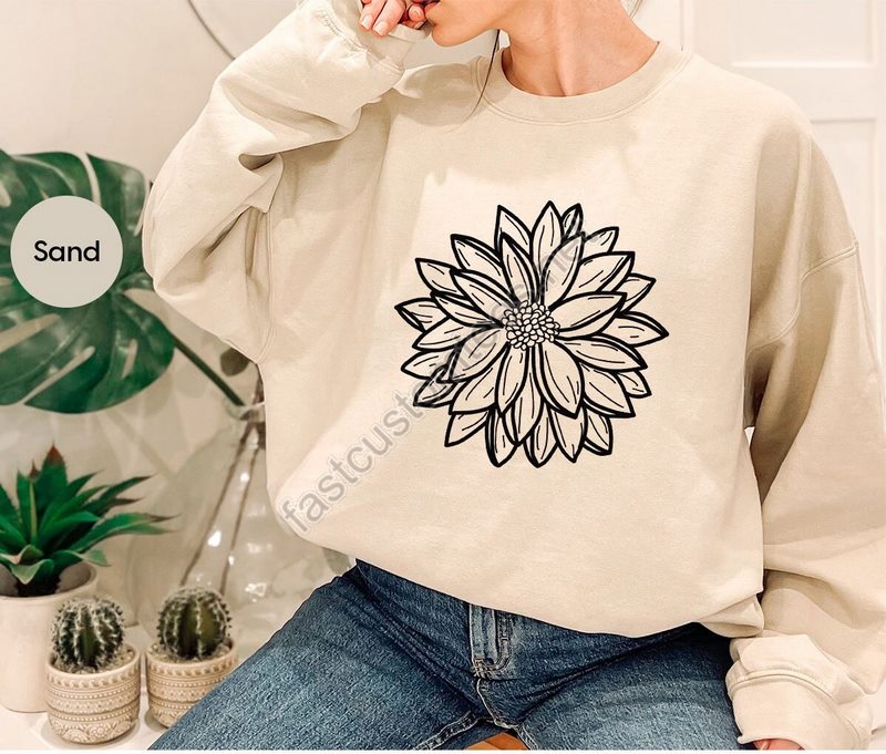 Minimalist Flowers Crewneck Sweatshirt Botanical Graphic Hoodies Mothers Day Gifts Women Sweaters Cool Flower Crewneck Sweatshirt