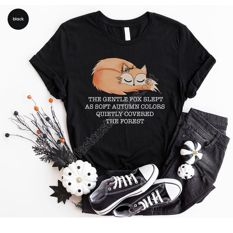 Fall Fox Shirt Autumn T Shirts Fall Season Tshirt Fox Crewneck Sweatshirt Floral Animal Shirt Fox Graphic Tees Gift For Her