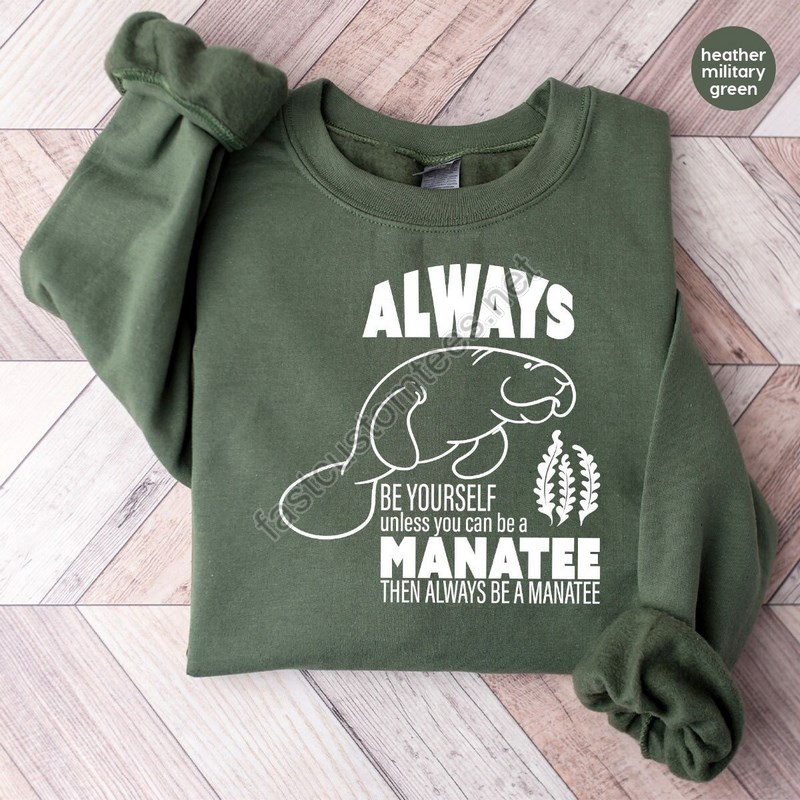 Manatee Sweatshirt Manatee Awareness Month Hoodie Seaworld Long Sleeve Tees Ocean Animal Gift Sea World Gift Manatee Support Sweatshirt