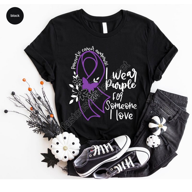 Pancreatic Cancer Awareness Shirts Pancreatic Cancer Survivor Gifts Pancreatic Cancer Gift Purple Ribbon T-shirts Family Support Tshirts