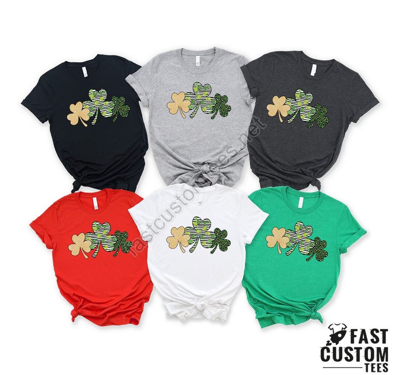 St Patrick's Four-leaf Clover Shirt Irish Gifts Retro Clover Graphic Tees Irish Crewneck Sweatshirt Saint Paddy's Tee Clover Lucky Tee