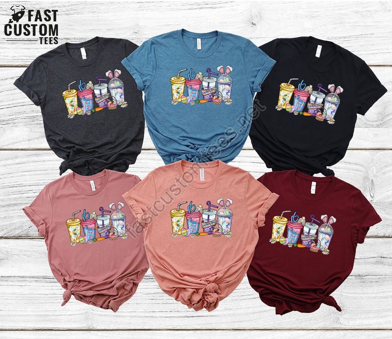 Easter Coffee Cups Shirt Easter Shirts For Womens Family Easter Shirt Easter Day Gifts Coffee Shirt Easter Latte Teeeaster Holiday Tee