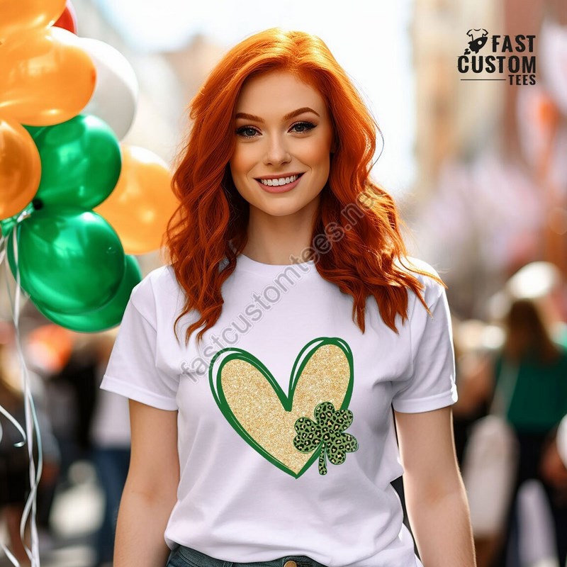 Fun St Patrick's Hearts Shirt Love Shamrock Sweatshirt Lucky Heart Shirt Shamrock Heart Shirt St Patrick's Day Heart Shirt Heart Tee