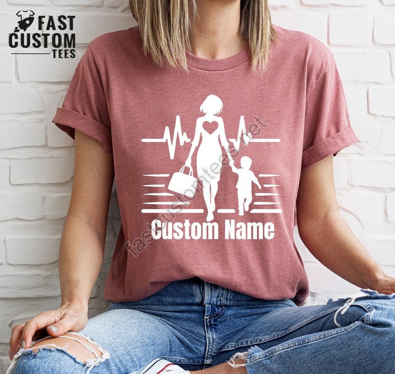 Custom Mama Shirt Mothers Day Tee Gift For Mom Happy Mothers Day Mom Life Tee Customized Mom Tee Heartbeat Mom Tee Childs Mothers Day