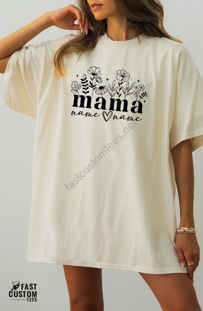 Custom Wildflower Mom Shirt Mothers Day Tees Floral Mama Shirt Mothers Day Gift Retro Mom Shirt Mom And Child Tee Custom Flower Shirt