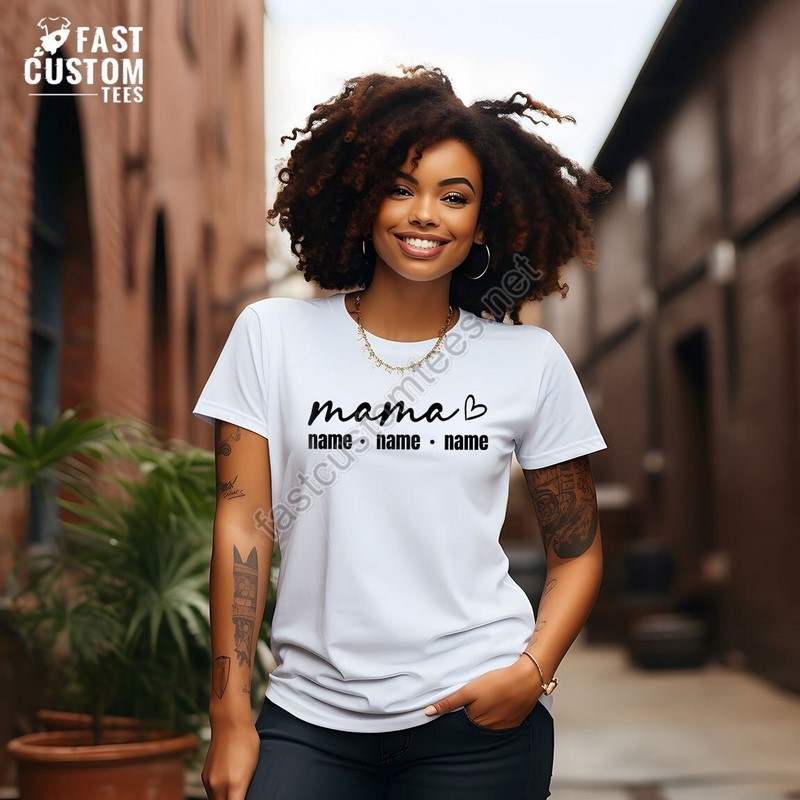 Mothers Day Custom Tee Mom Shirt With Names Children's Name Tee Mother's Day Shirt Custom Mama Shirt Mothers Day Gift Retro Mom Tshirt