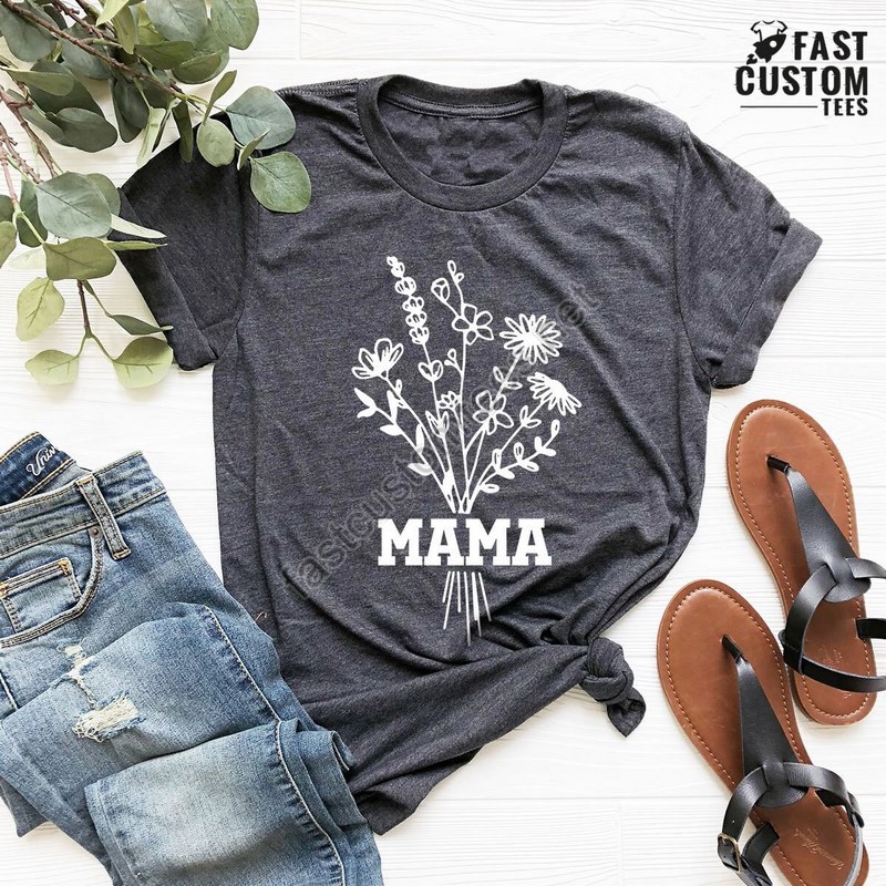 Floral Mothers Day Shirt Wildflowers Mama T-shirt Floral Mama Shirt Mothers Day Tee Retro Mom Tshirt Floral New Mom Gift Gift For Mom