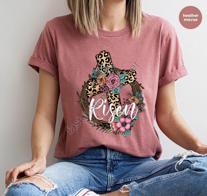 Easter Shirt Easter Cross Shirt Happy Easter Shirt Easter Shirt Women Easter Gift Religious Easter Shirt Floral Cross Easter Tee