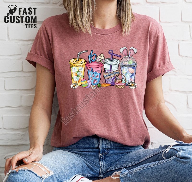 Easter Coffee Cups Shirt Easter Shirts For Womens Family Easter Shirt Easter Day Gifts Coffee Shirt Easter Latte Teeeaster Holiday Tee