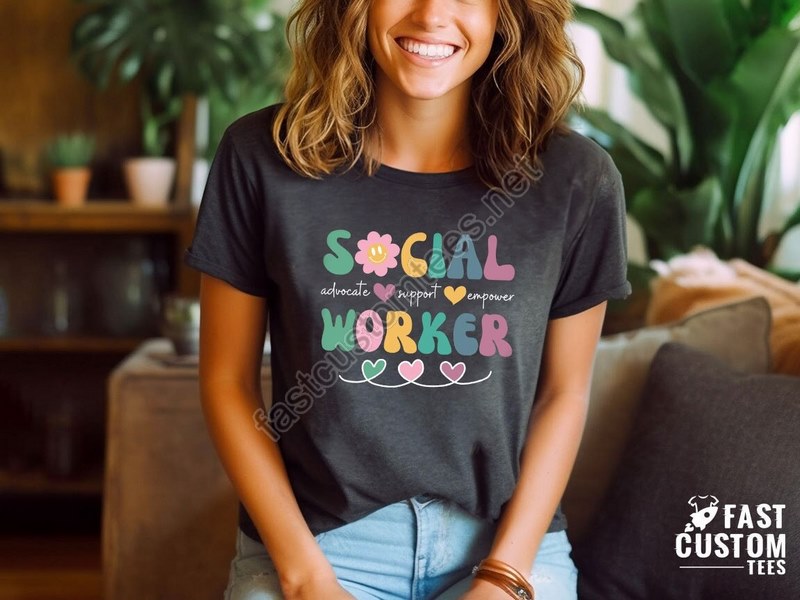 Boho Social Worker Flower T-shirt Women Social Worker Shirt Social Worker Gift Social Worker Heart Shirt Social Worker T-shirt