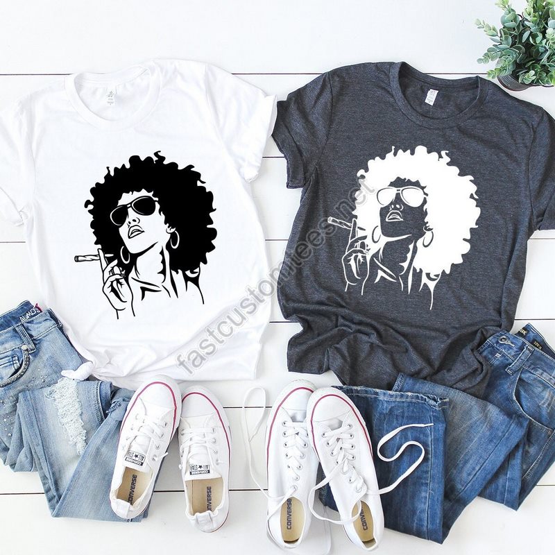 Afro Girl Shirt Marijuana Shirt Weed Shirt Weed Tee Afro Girl Smoking Shirt Black Women Weed Shirt 420-weed Shirt