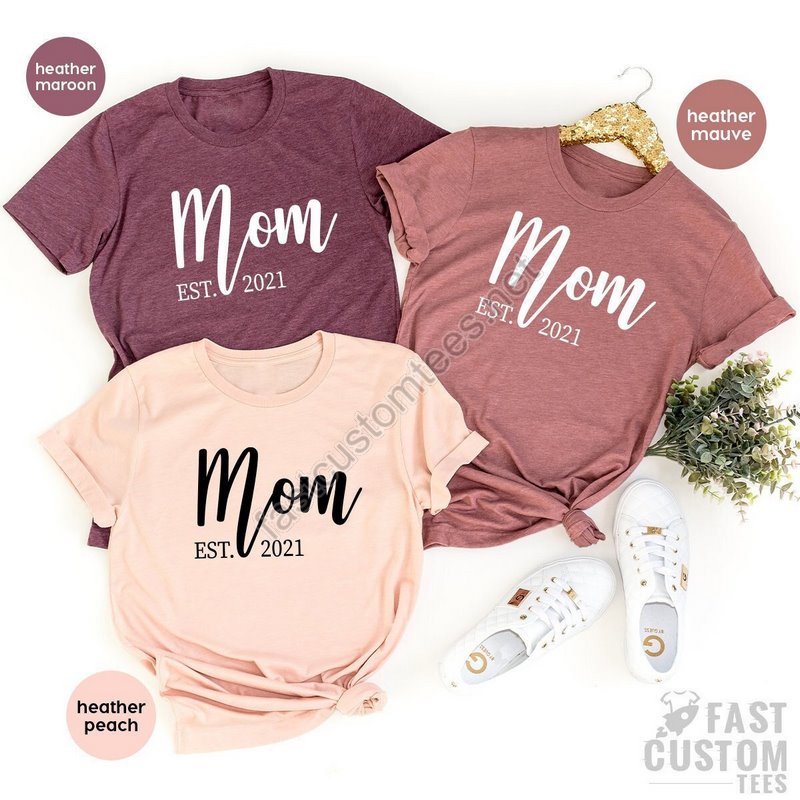 Mom Est 2021 Shirt New Mom Shirt Baby Announcement T-shirt New Mama Shirt Pregnant Shirts 2021 Mom Tshirt Mother Shirt