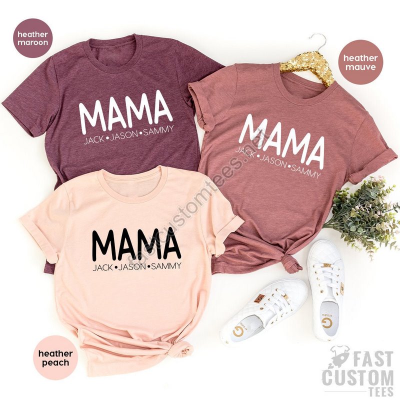 Custom Mama Shirt Personalized Mom Gift Best Mom Shirt Gift From Kids Mother's Day Shirt Mama T-shirt Mom Tshirt Mother Gifts