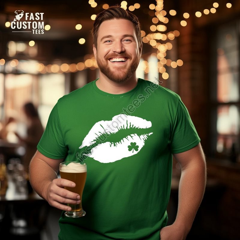 Lucky Kiss Shirt Irish Lip Shirt St Patricks Day Shirt Irish Shirts Lucky Lip T Shirt Saint Paddy Gift Drinking Beer Shirt Day Drink