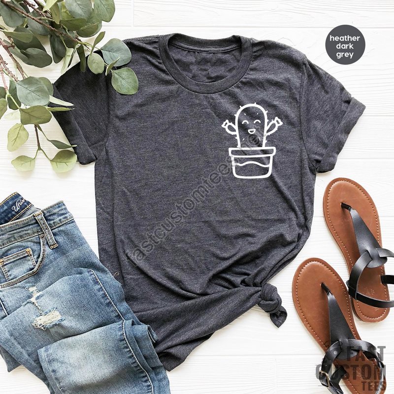 Cactus T-shirt Cactus Pocket T-shirt Plant Lover Shirt Minimalist Cactus T-shirt Cute Cactus Shirt Cactus Graphic Tee Succulent Shirt