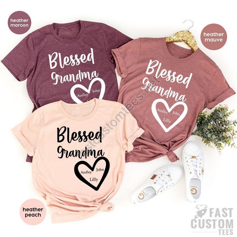 Personalized Grandma Shirt Custom Grandma Tee Blessed Grandma Shirt Gift From Grandma Grandmother Tees Grandma Shirt Grandma Gifts